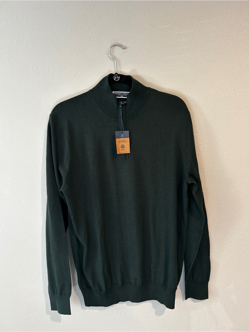 Charles Tyrwhitt Forest Green Pure Merino Zip Neck Sweater